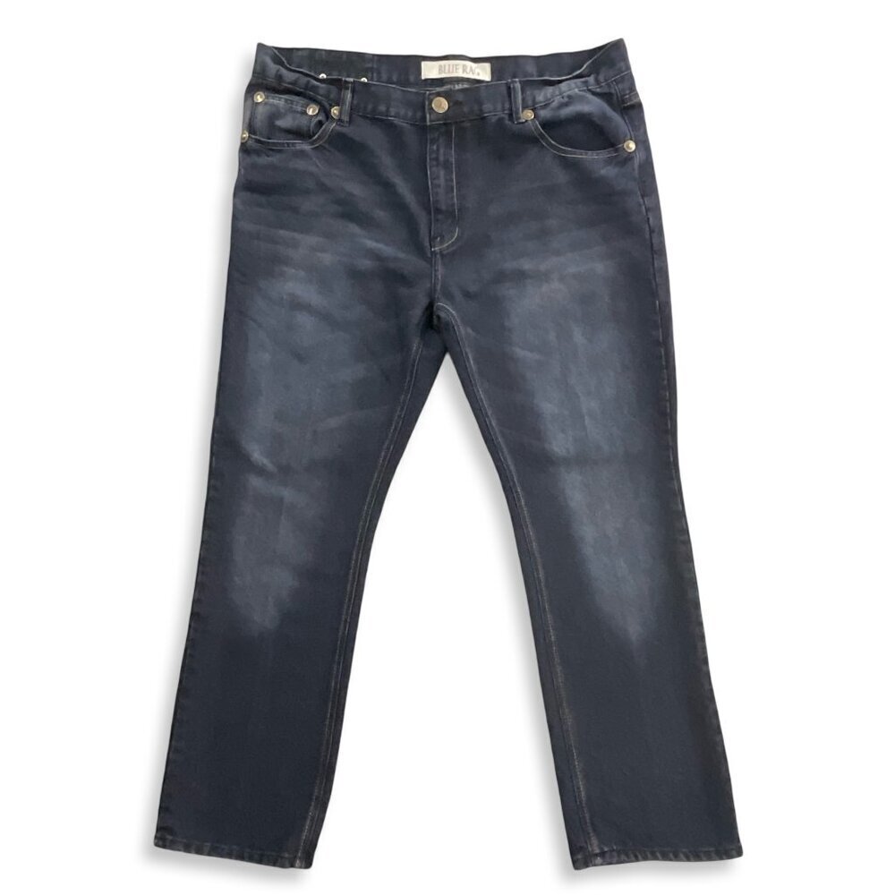 Blue Rag‎ Straight Fit Jeans Mens 40 Dark Wash Embroidered Pocket Y2K Streetwear
